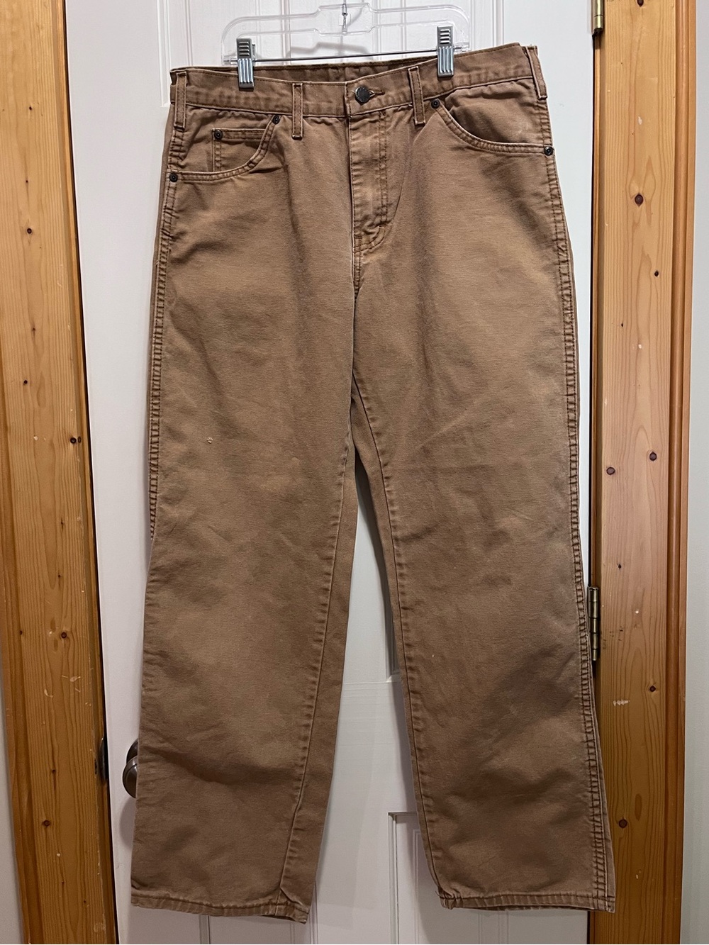 DICKIES Womens Classic Straight-Leg Work Pants Orange-Brown 32x30